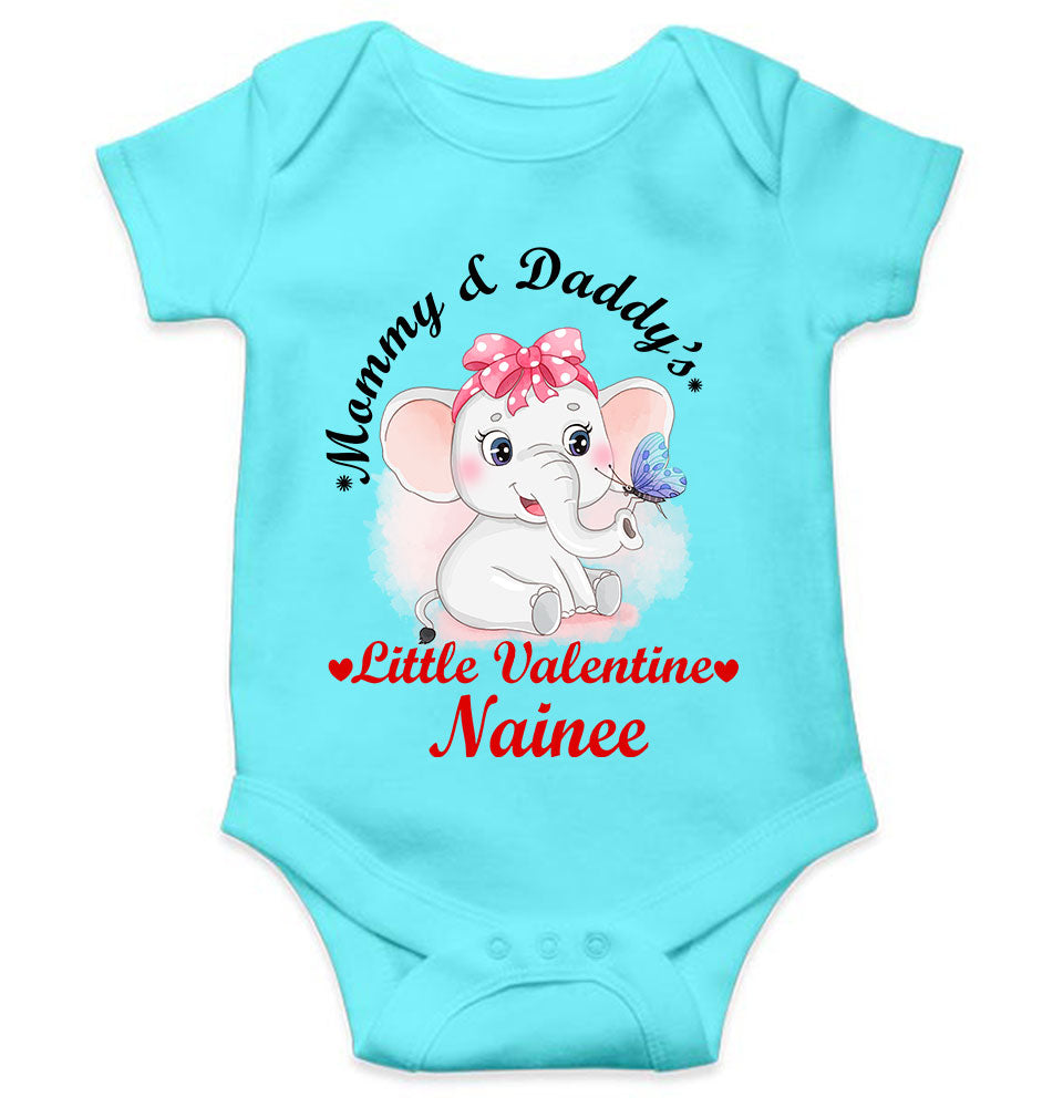 Custom Name Mommy And Daddys Little Valentine Rompers for Baby Girl- FunkyTeesClub