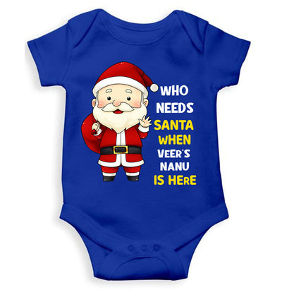 Customized Name Santa Nanu Is Here Christmas Rompers for Baby Boy- FunkyTeesClub