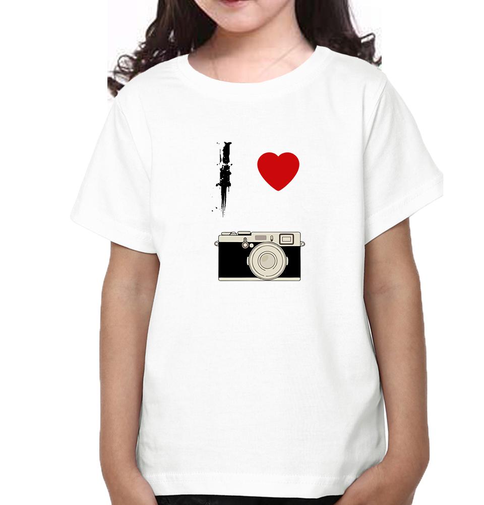 I love camera Half Sleeves T-Shirt For Girls -FunkyTeesClub