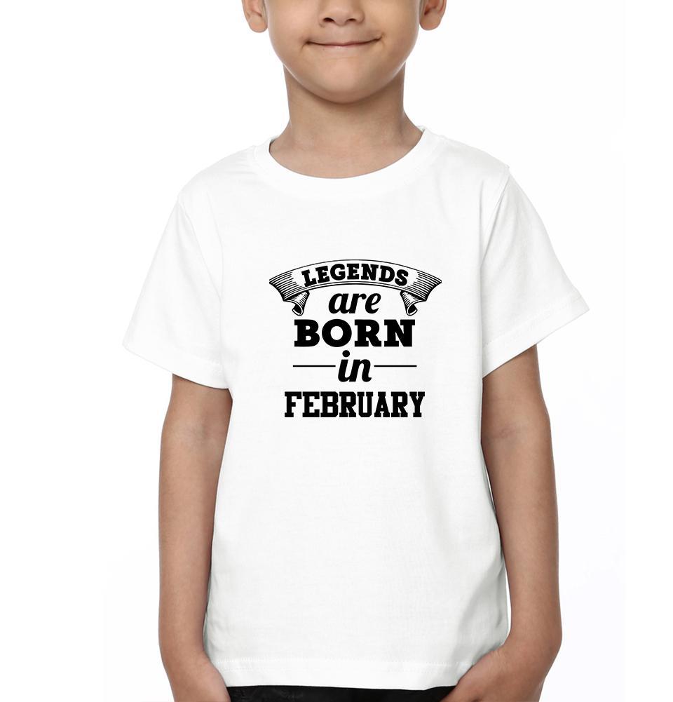 Legends are Born in February Half Sleeves T-Shirt for Boy-FunkyTeesClub