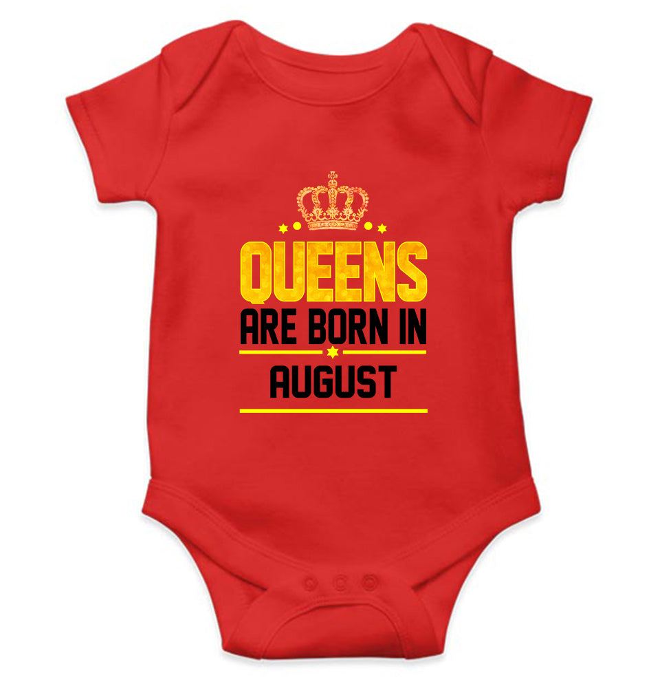Queens Are  Born In August Rompers for Baby Girl- FunkyTeesClub