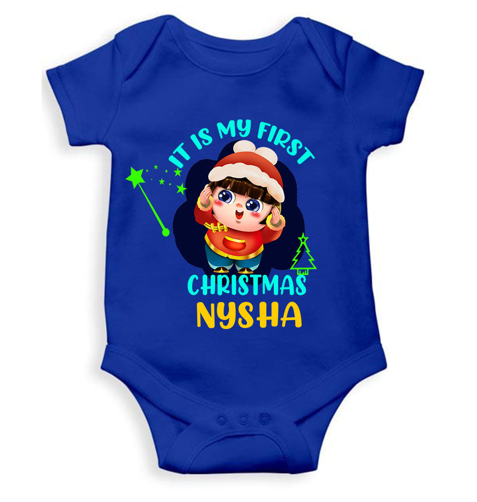 Customized Name It Is My First Christmas Rompers for Baby Girl- FunkyTeesClub