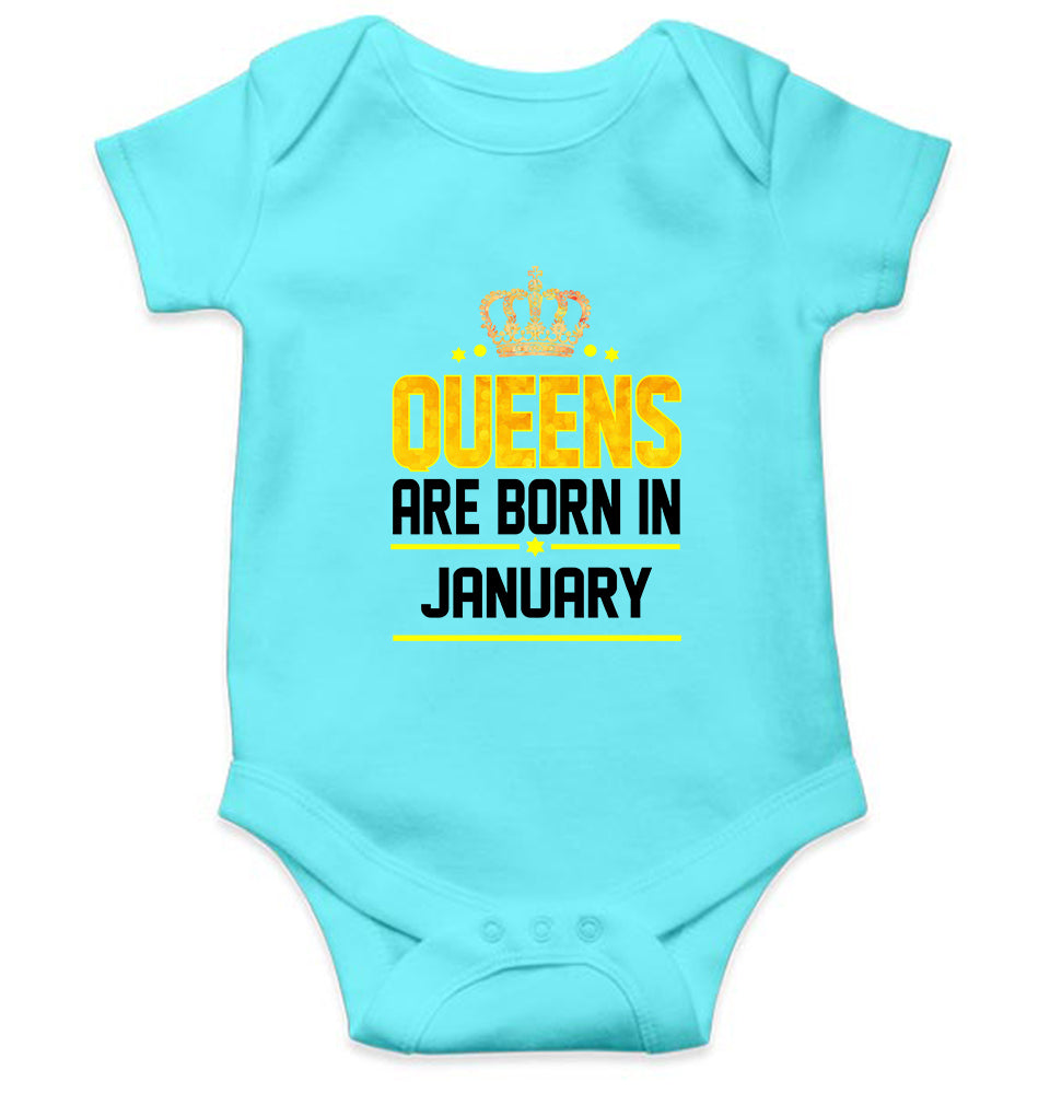Queens Are Born In January Rompers for Baby Girl- FunkyTeesClub