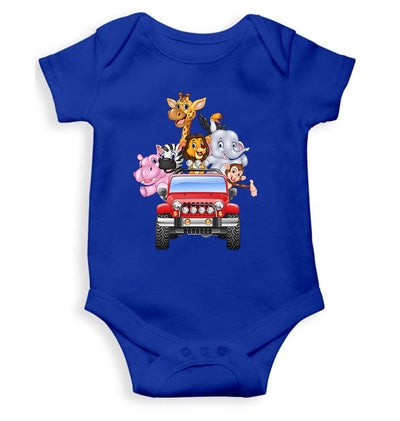 Jungle Jeep Cartoon Rompers for Baby Girl- FunkyTeesClub