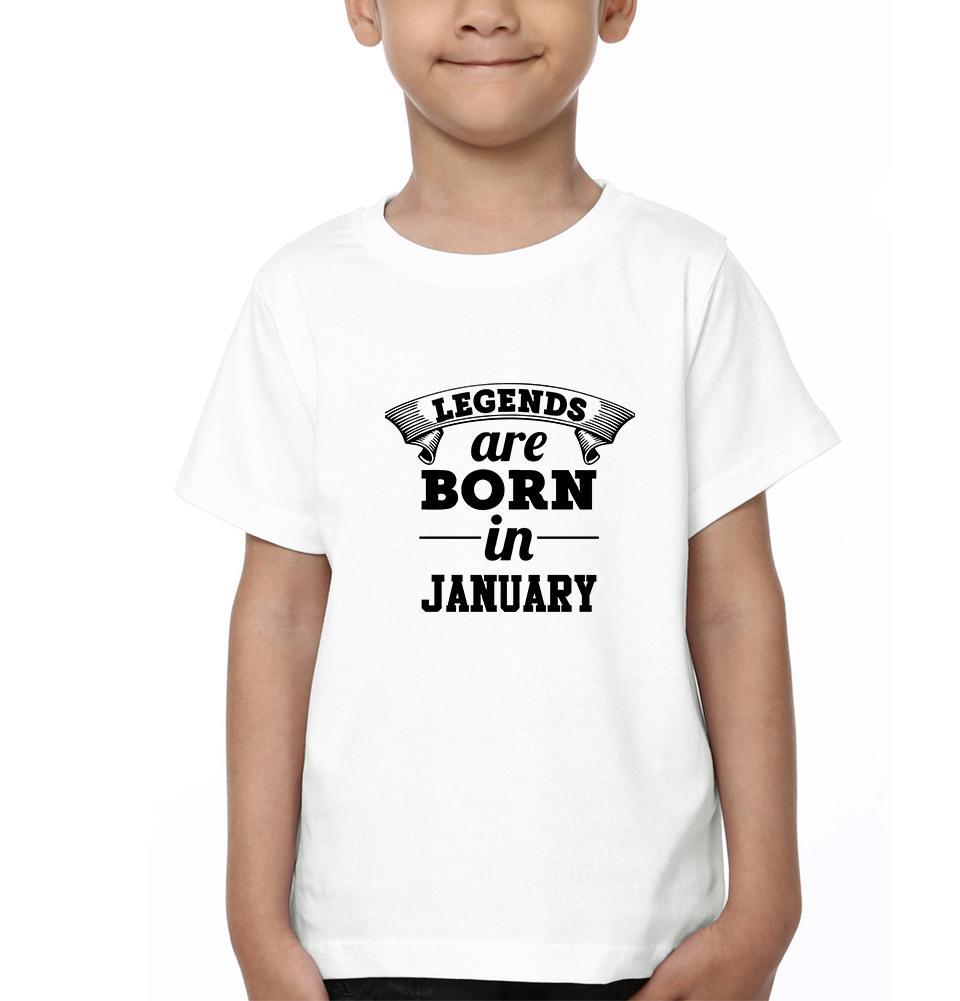 Legends are Born in January Half Sleeves T-Shirt for Boy-FunkyTeesClub