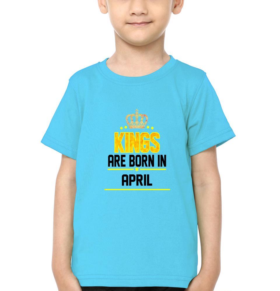 Kings Are Born In April Half Sleeves T-Shirt for Boy-FunkyTeesClub