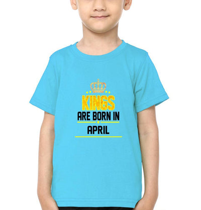 Kings Are Born In April Half Sleeves T-Shirt for Boy-FunkyTeesClub