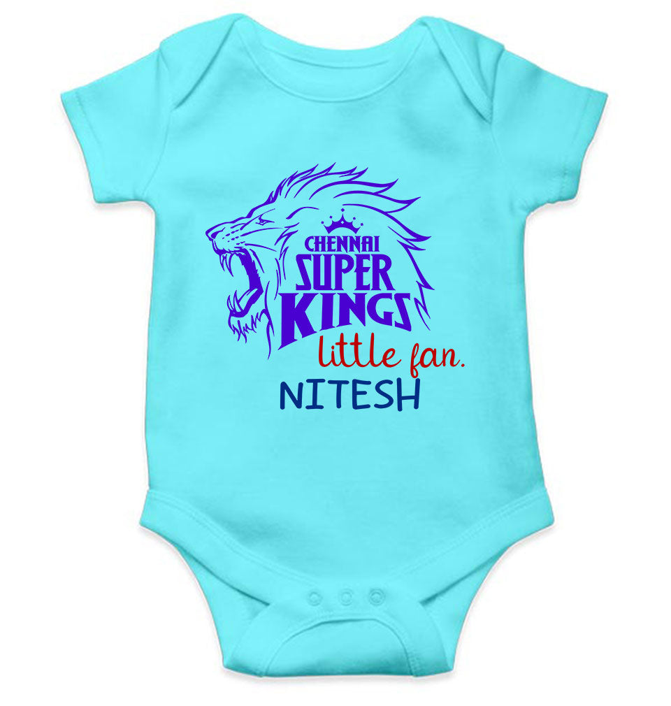 Custom Name IPL CSK Chennai Super Kings Little Fan Rompers for Baby Boy- FunkyTeesClub