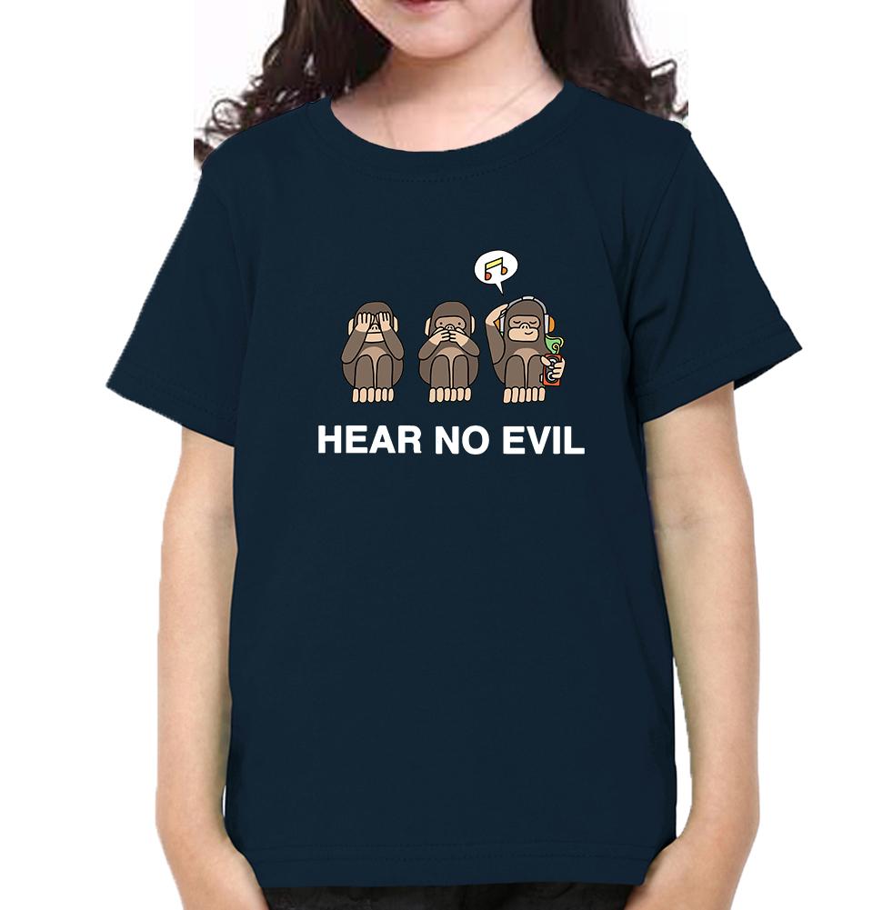 Hear no evil Half Sleeves T-Shirt For Girls -FunkyTeesClub