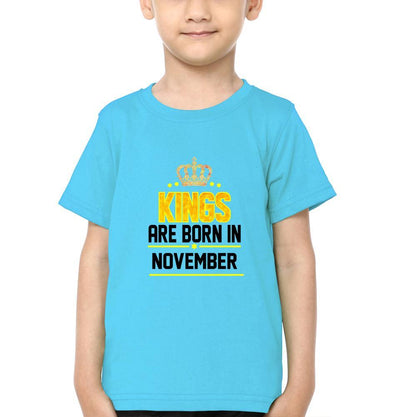Kings Are Born In November Half Sleeves T-Shirt for Boy-FunkyTeesClub
