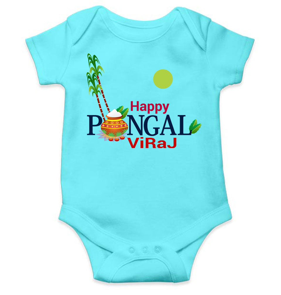 Custom Name Happy Pongal Rompers for Baby Girl- FunkyTeesClub