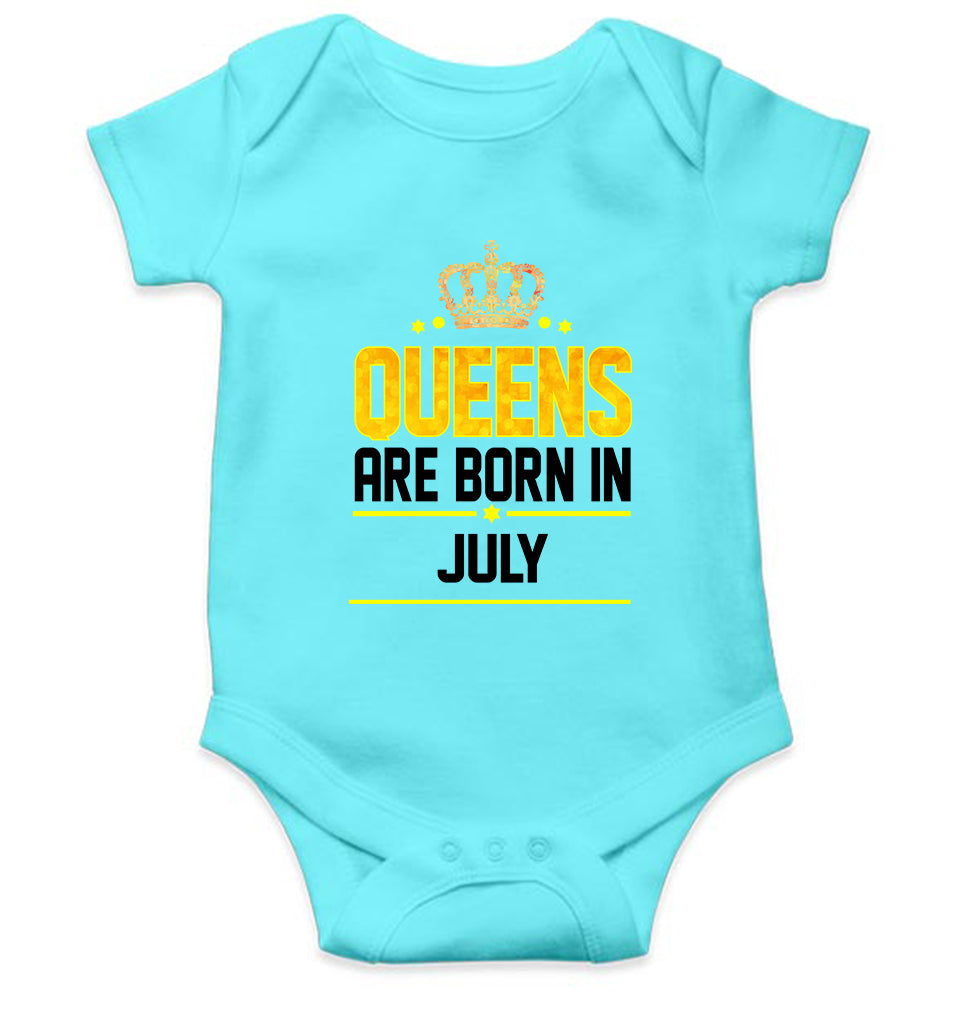 Queens Are Born In July Rompers for Baby Girl- FunkyTeesClub