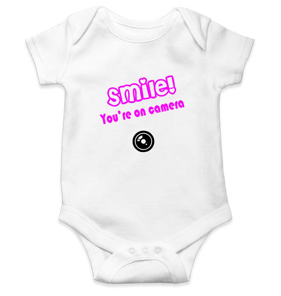 Smile you are on camera Rompers for Baby Girl- FunkyTeesClub