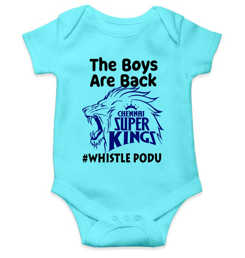 The Boys Are Back Whistle Podu IPL CSK Chennai Super Kings Rompers for Baby Boy- FunkyTeesClub