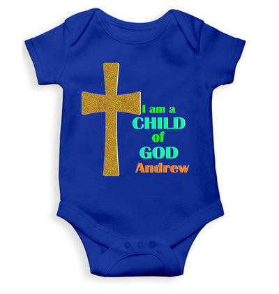 Custom Name Child Of God Baptism Christening Day Rompers for Baby Boy- FunkyTeesClub