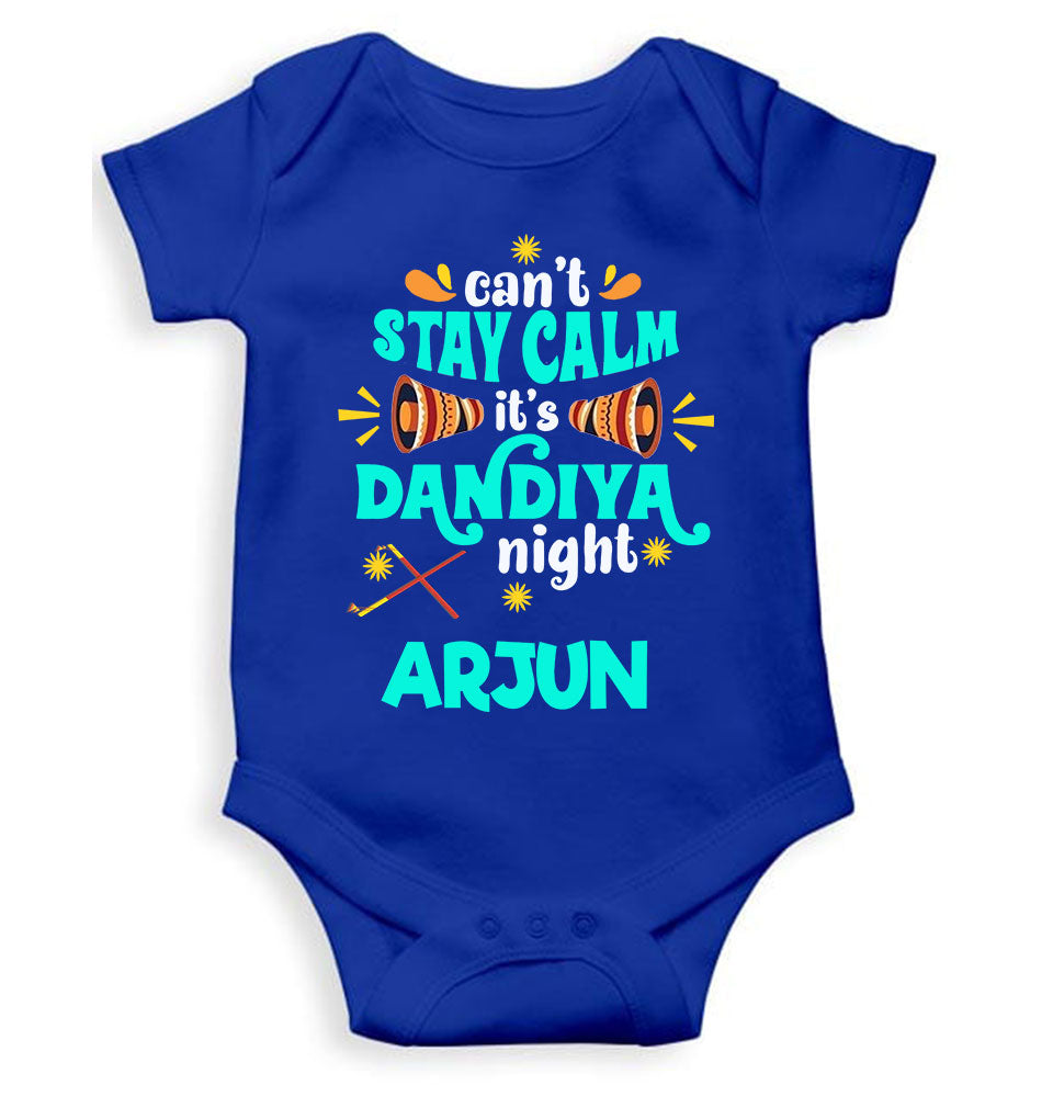 Custom Name Cant Stay Calm It Is Dandiya Night Navratri Rompers for Baby Boy- FunkyTeesClub