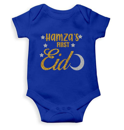 1st Eid Custom Name Rompers for Baby Boy- FunkyTeesClub