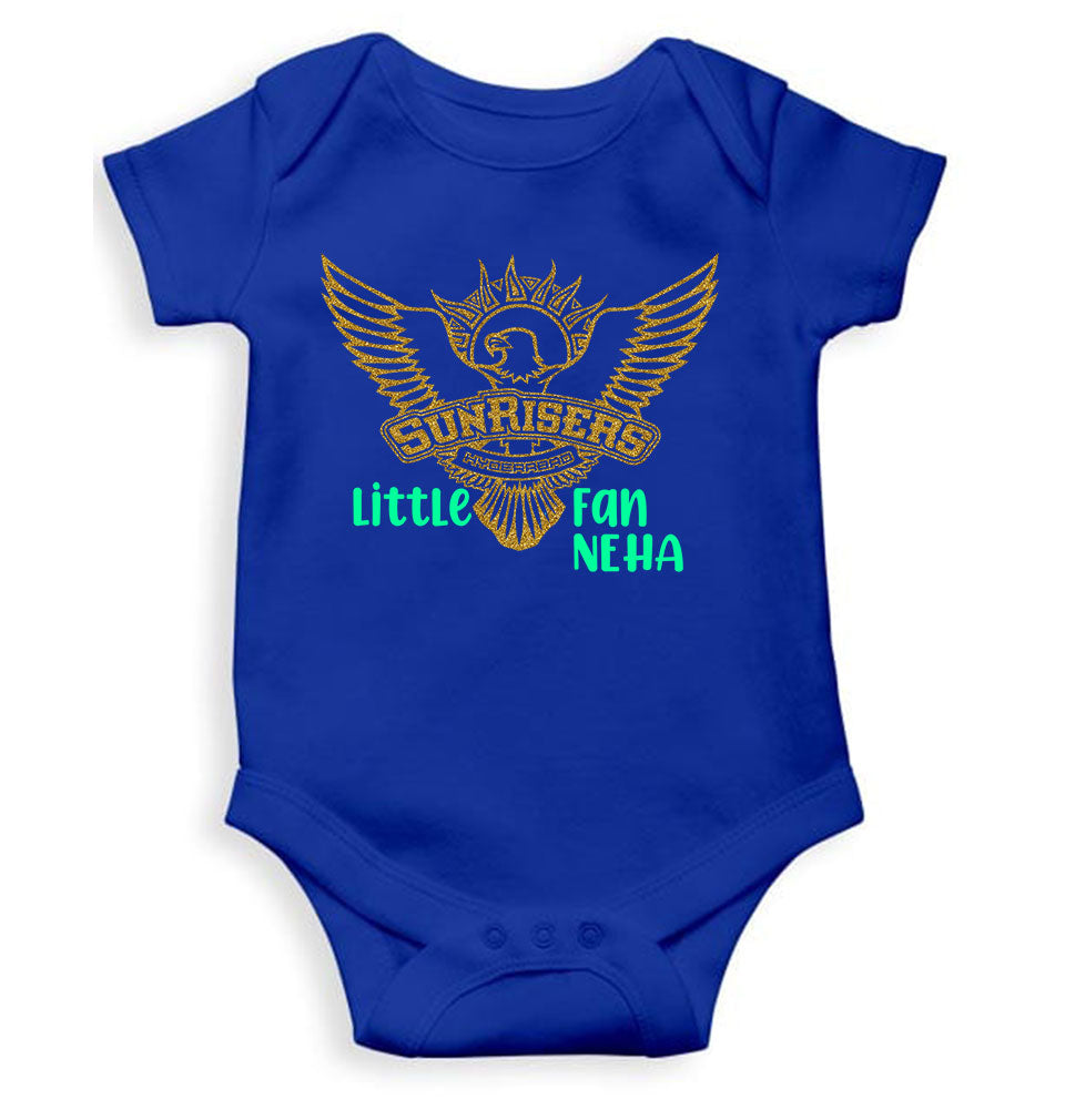 Custom Name IPL SRH Sunrisers Little Fan Rompers for Baby Girl- FunkyTeesClub