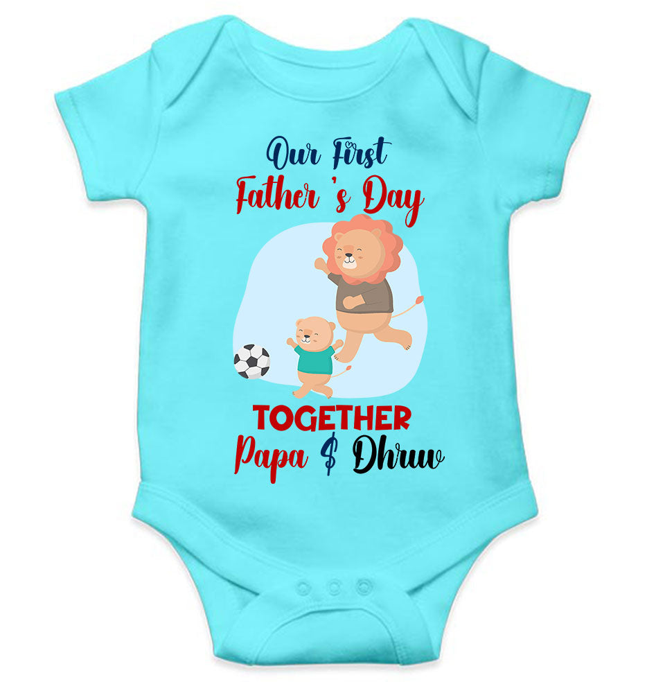 Custom Name Our First Father Day Rompers for Baby Boy- FunkyTeesClub