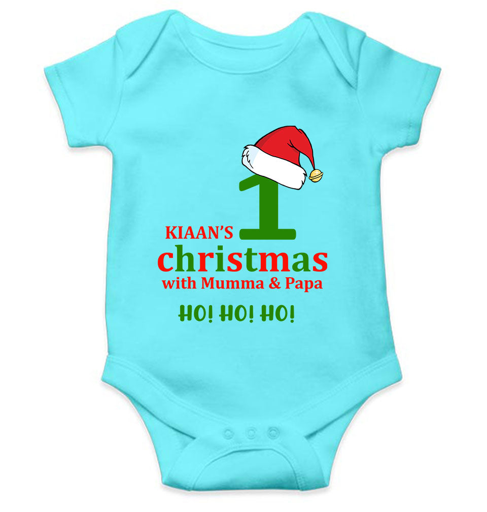 Customized Name 1st Christmas With Mumma & Papa Rompers for Baby Boy- FunkyTeesClub