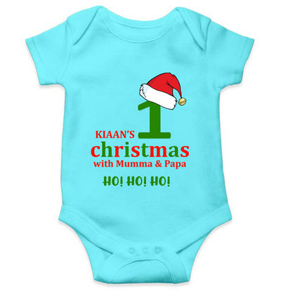 Customized Name 1st Christmas With Mumma & Papa Rompers for Baby Boy- FunkyTeesClub