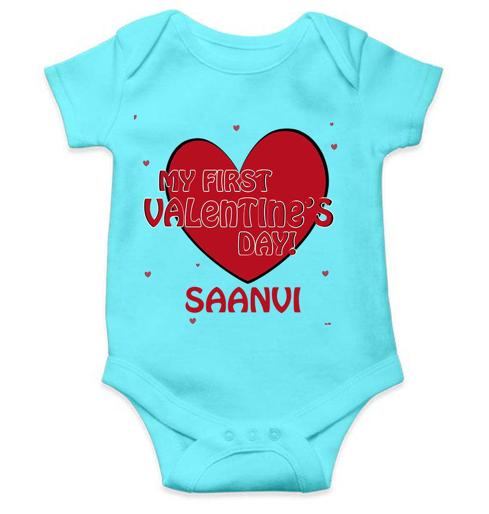 Custom Name 1st Valentine Rompers for Baby Girl- FunkyTeesClub