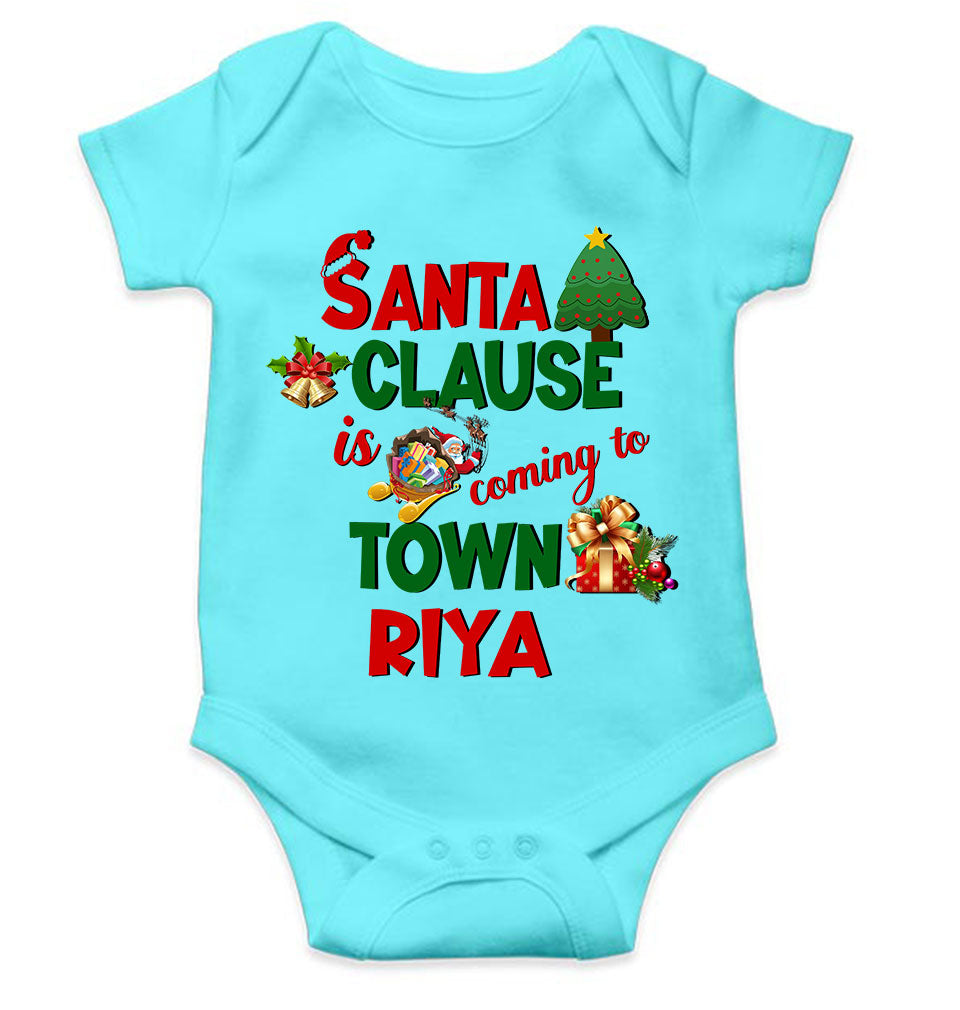 Custom Name Santa Clause Is Coming To Town Christmas Rompers for Baby Girl- FunkyTeesClub