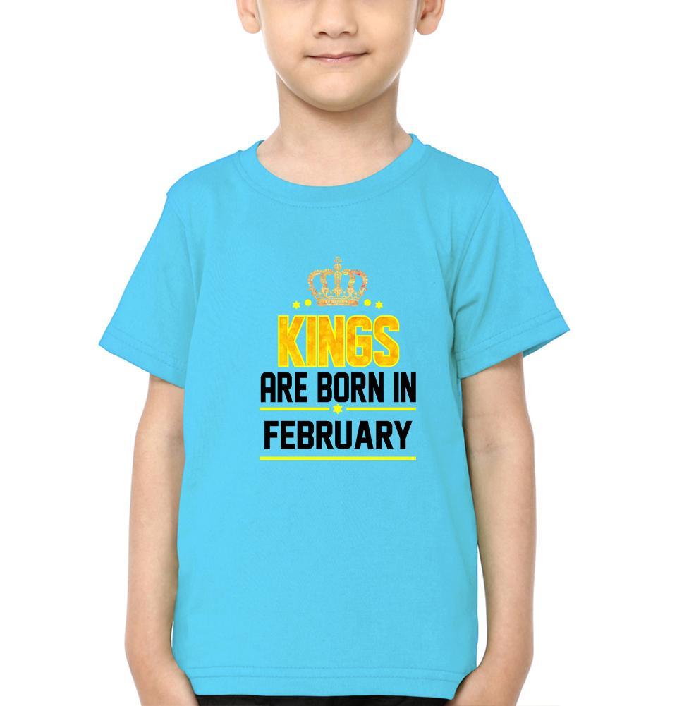 Kings Are Born In February Half Sleeves T-Shirt for Boy-FunkyTeesClub
