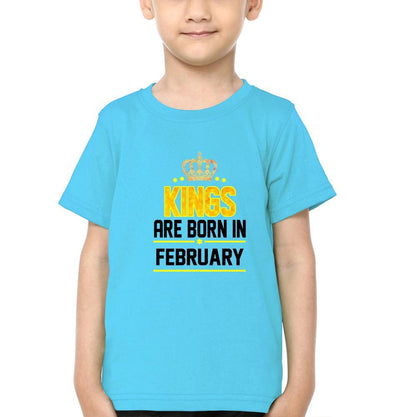 Kings Are Born In February Half Sleeves T-Shirt for Boy-FunkyTeesClub