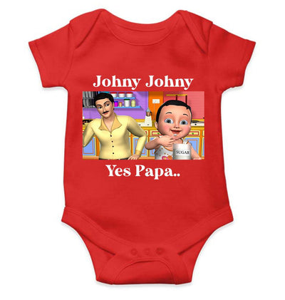 Johny Johny Yes Papa Poem Rompers for Baby Girl- FunkyTeesClub