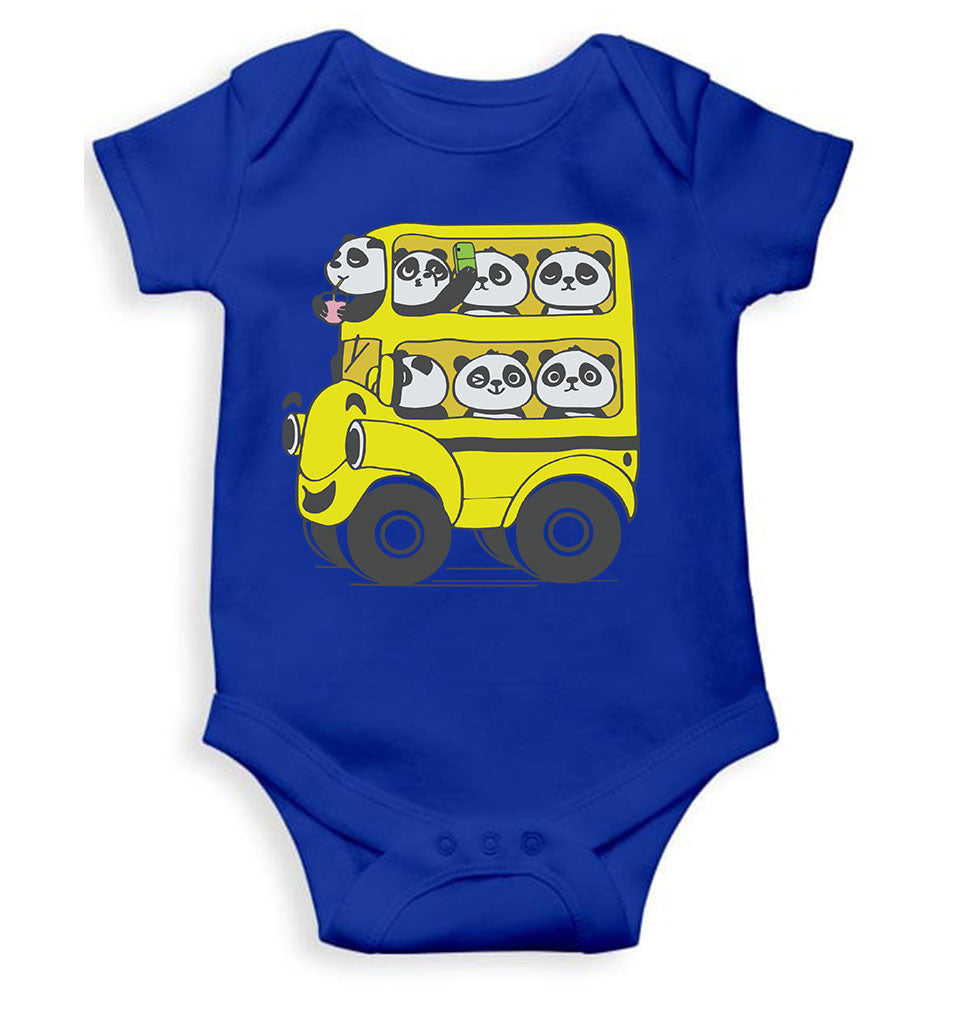 Panda Yellow Bus Cartoon Rompers for Baby Girl- FunkyTeesClub