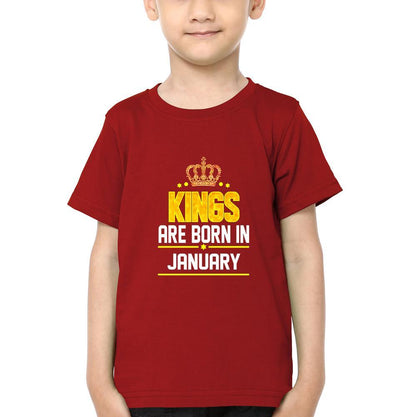 Kings Are Born In January Half Sleeves T-Shirt for Boys and Kids-FunkyTeesClub