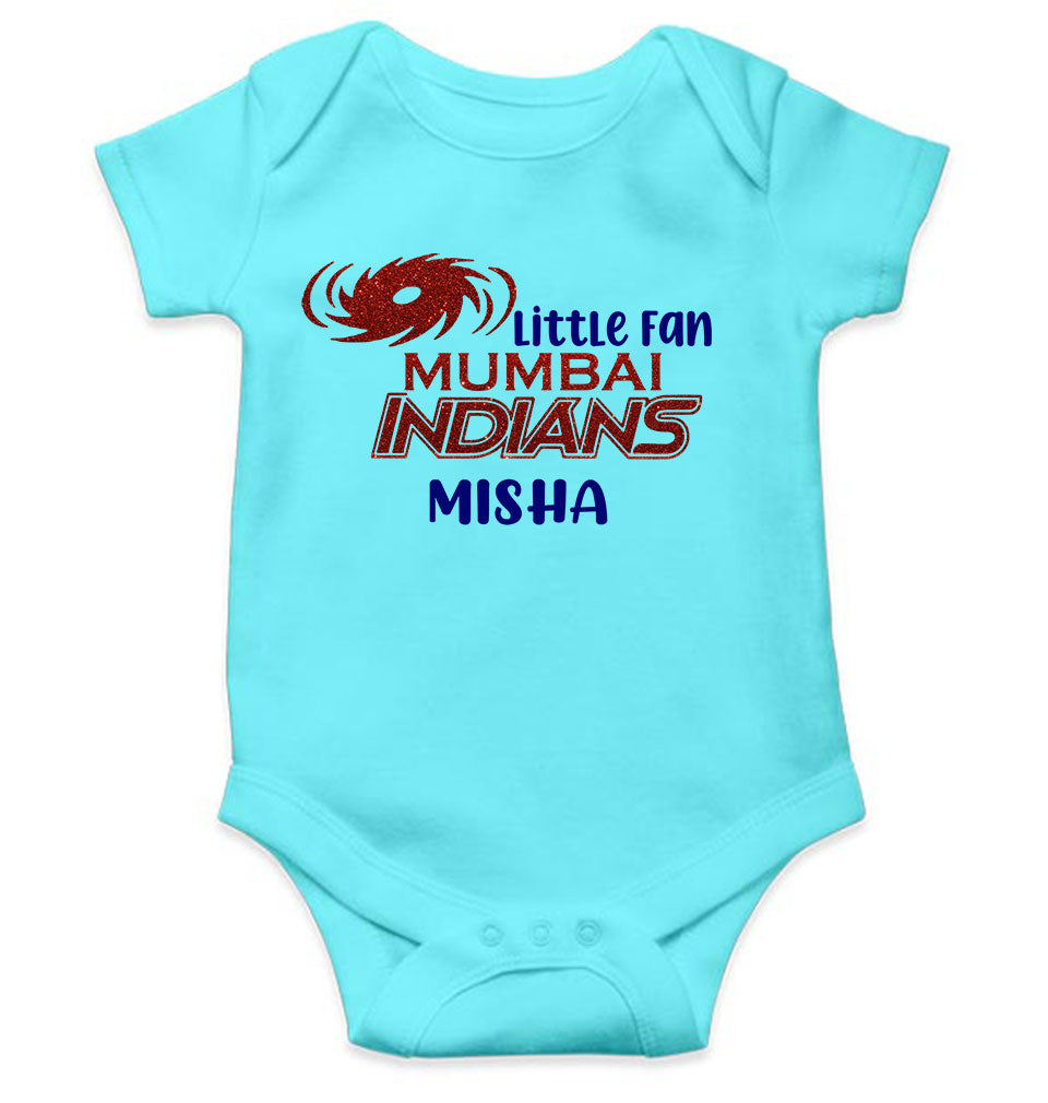 Custom Name IPL MI Mumbai Indians Little Fan Rompers for Baby Girl- FunkyTeesClub
