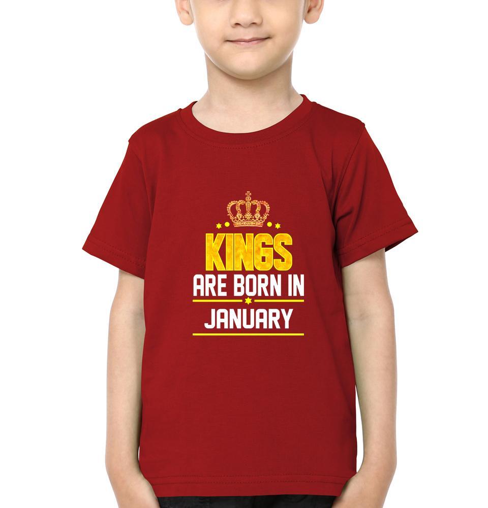 Kings Are Born In January Half Sleeves T-Shirt for Boys and Kids-FunkyTeesClub