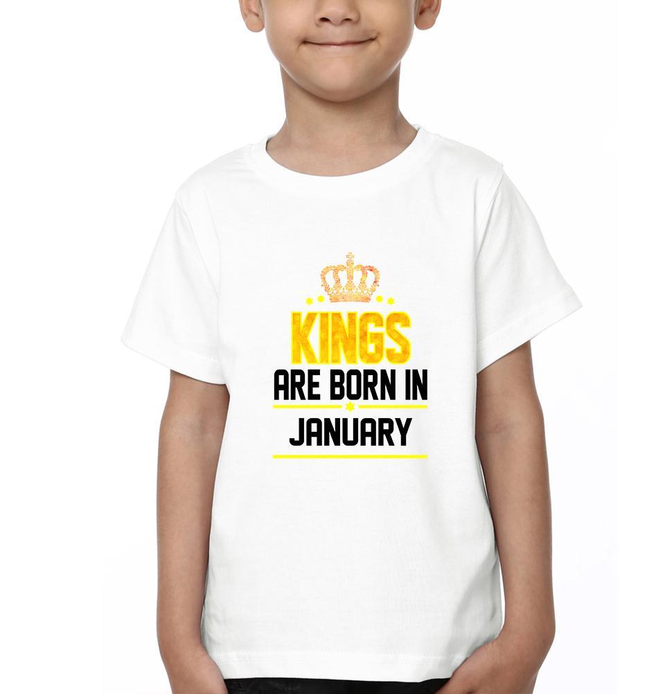 Kings Are Born In January Half Sleeves T-Shirt for Boy-FunkyTeesClub