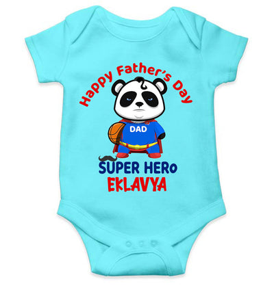 Custom Name Happy Fathers Day Super Hero Rompers for Baby Boy- FunkyTeesClub