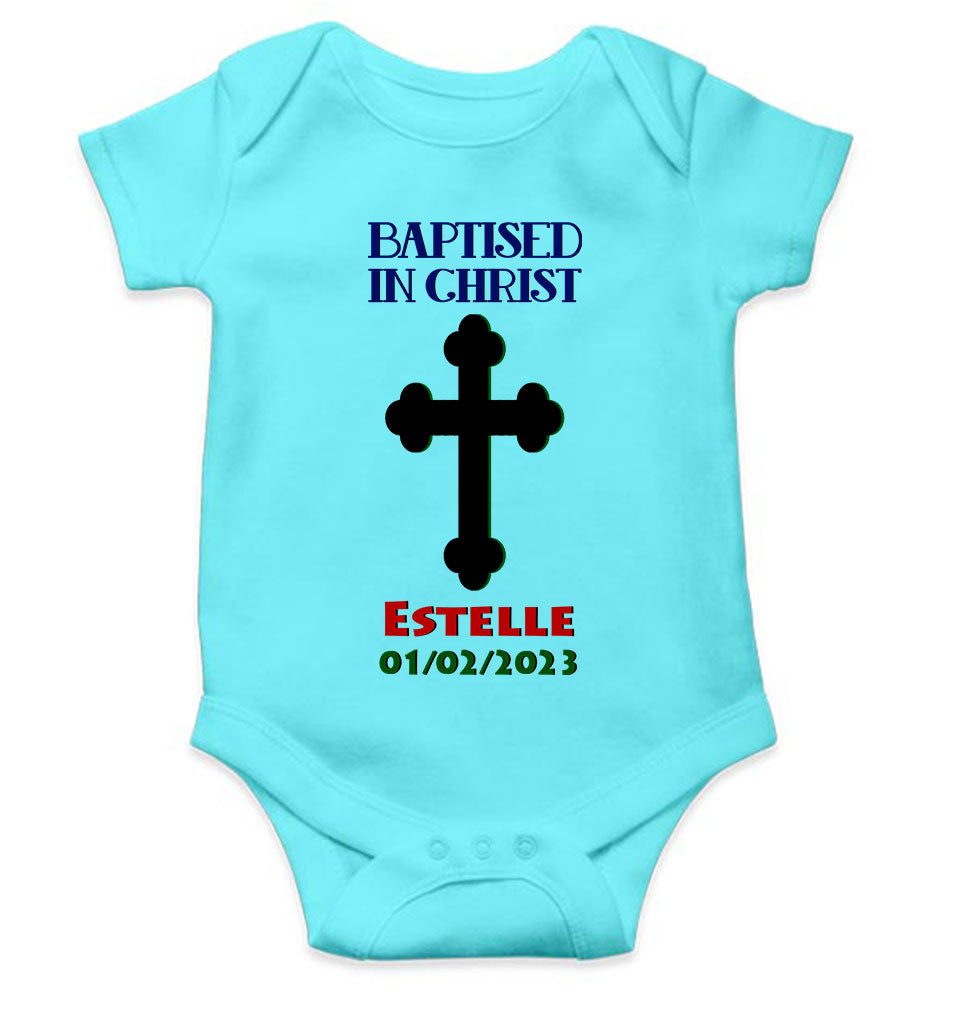 Custom Name And Date Baptised In Christ Christening Day Baptism Rompers for Baby Girl- FunkyTeesClub