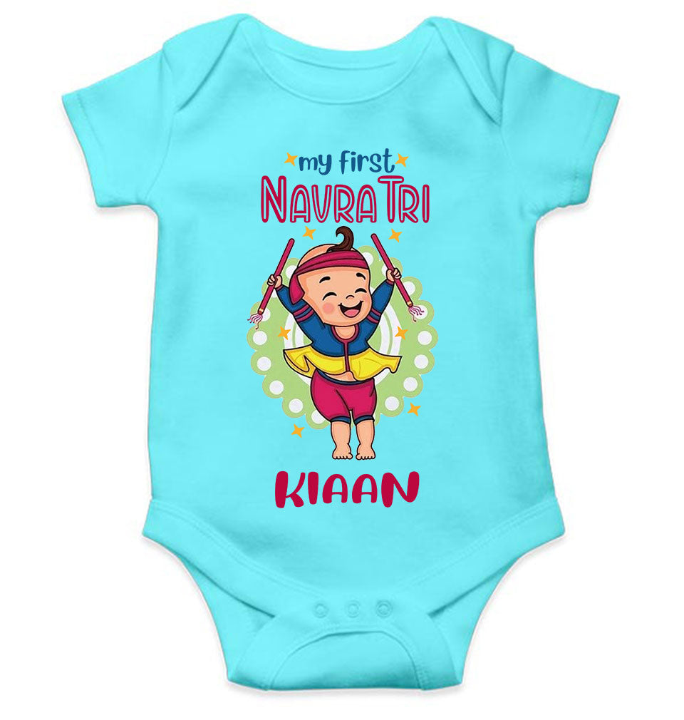 Custom Name My First Navratri Rompers for Baby Boy- FunkyTeesClub