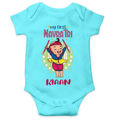 Custom Name My First Navratri Rompers for Baby Boy- FunkyTeesClub
