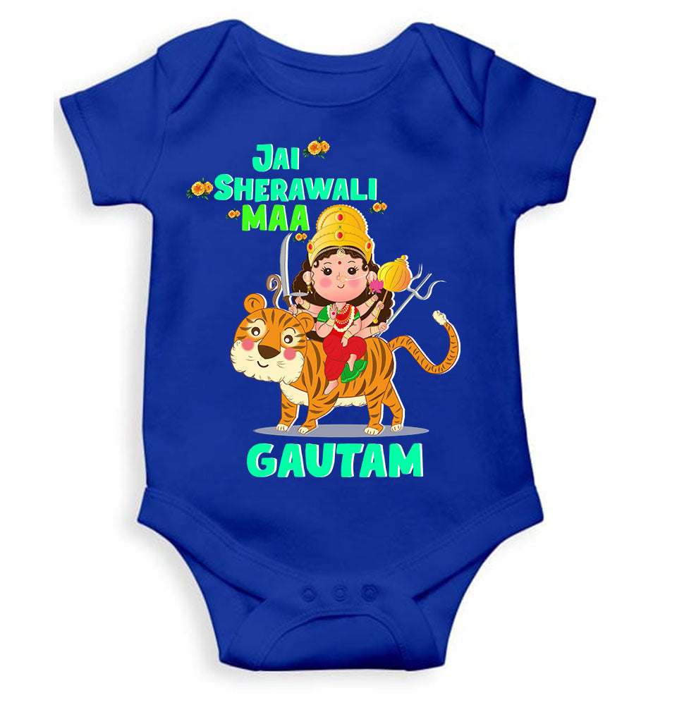 Custom Name Jai Sherawali Maa Navratri Rompers for Baby Boy- FunkyTeesClub