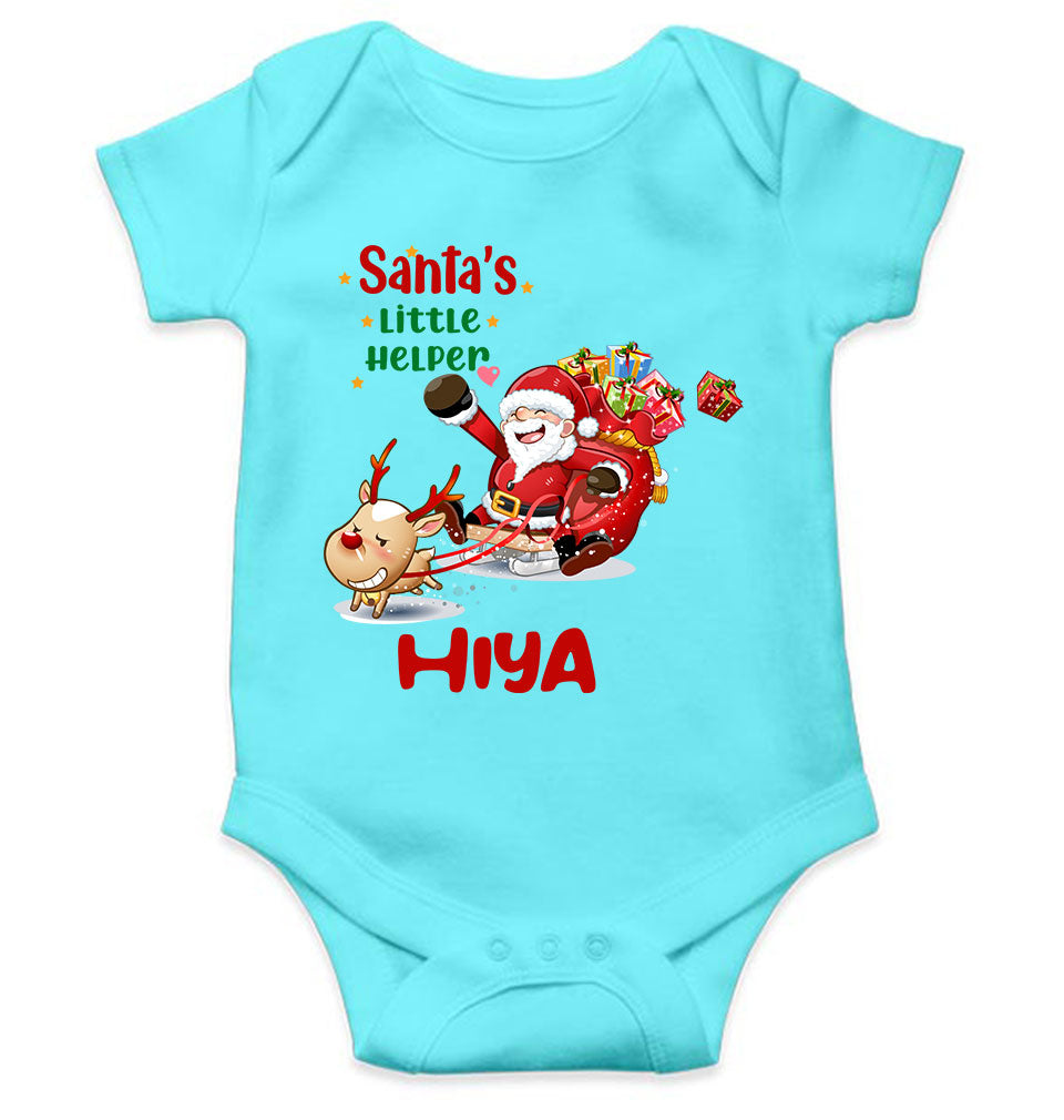 Customized Name Santas Little Helper Christmas Rompers for Baby Girl- FunkyTeesClub