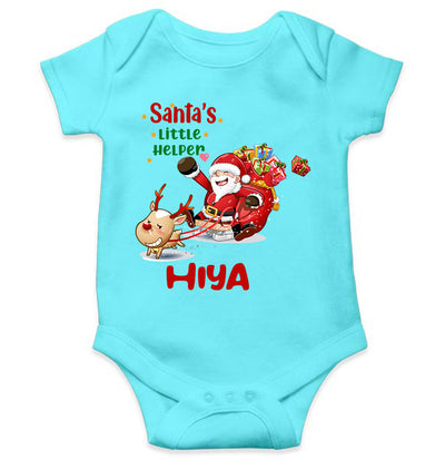 Customized Name Santas Little Helper Christmas Rompers for Baby Girl- FunkyTeesClub