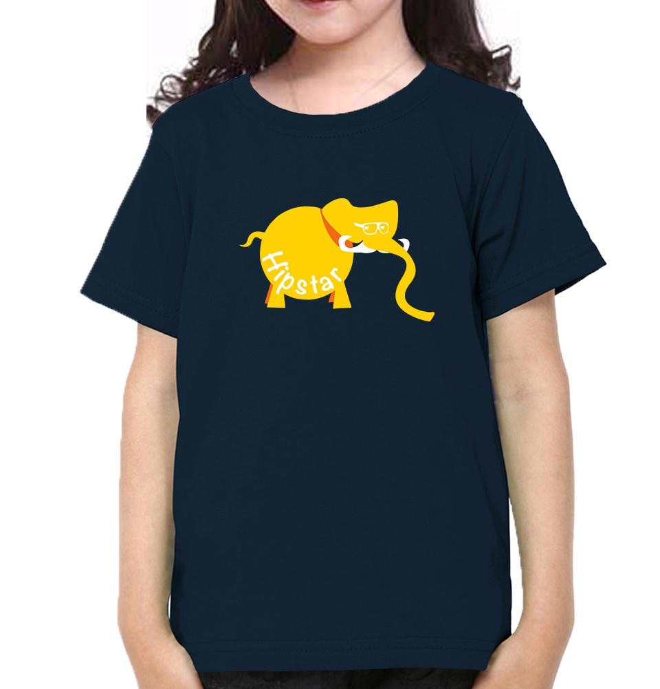 Hipster Elephant Half Sleeves T-Shirt For Girls -FunkyTeesClub