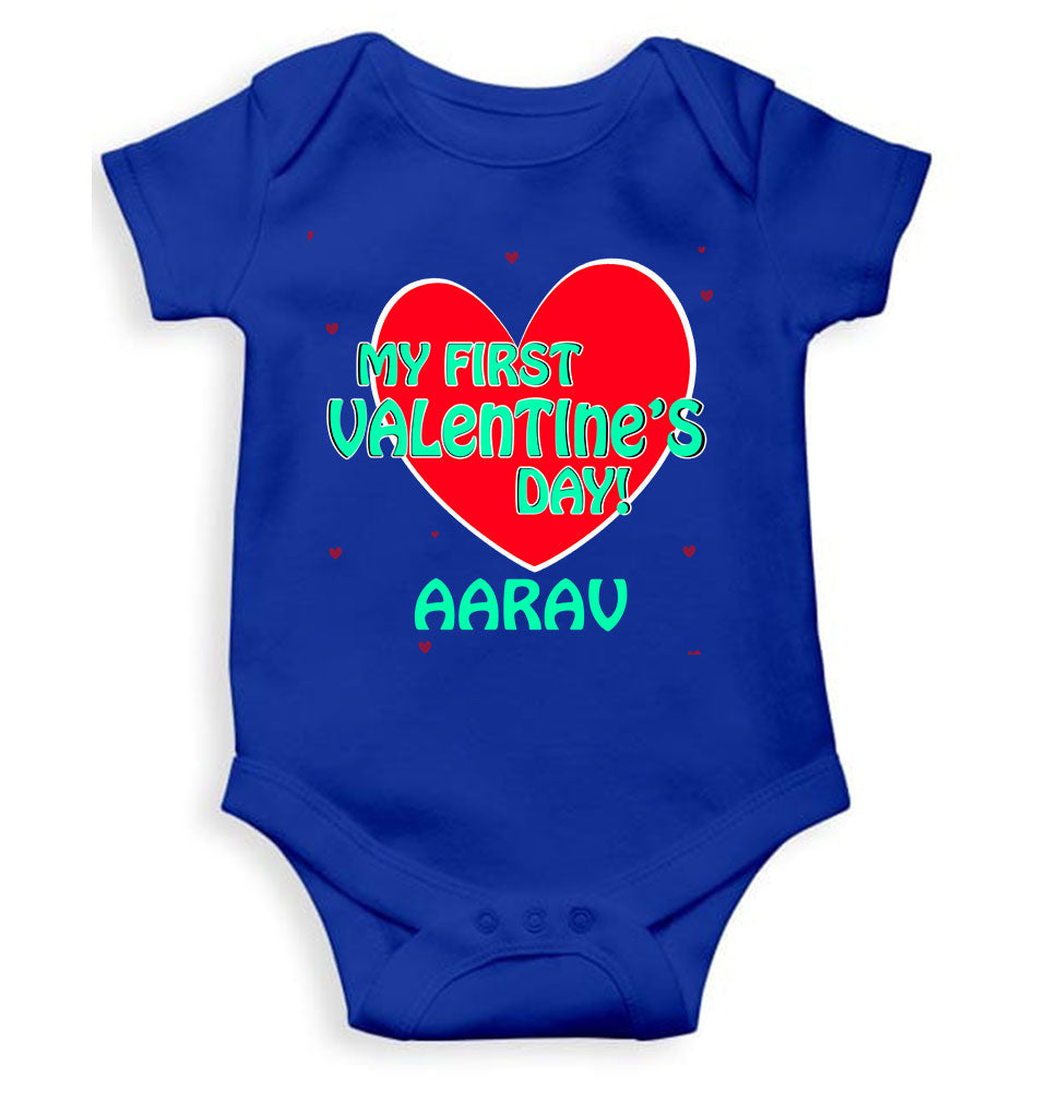 Custom Name 1st Valentine Rompers for Baby Boy- FunkyTeesClub