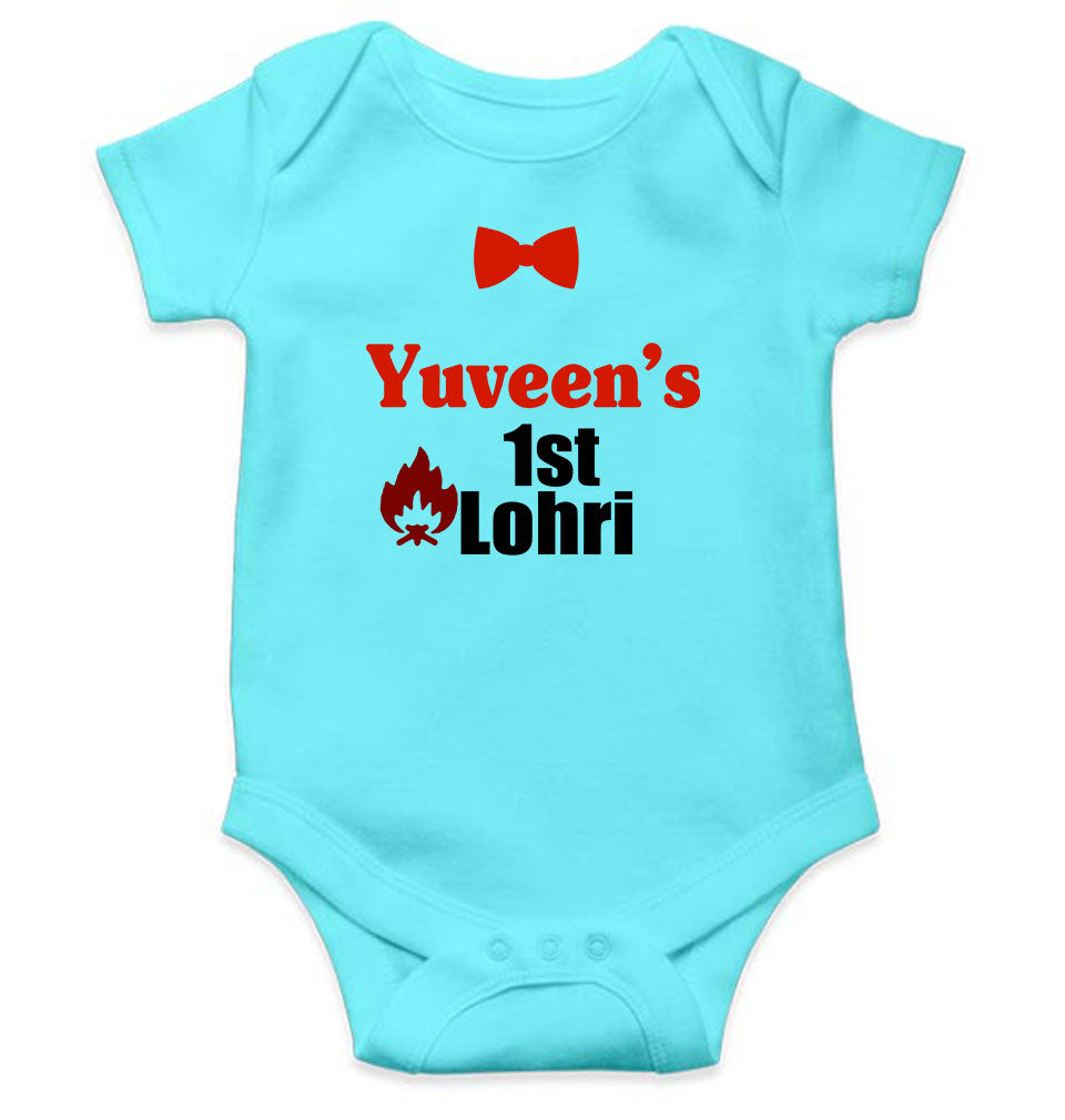 Custom Baby Name First Lohri Rompers for Baby Boy- FunkyTeesClub