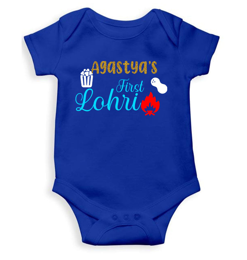 Custom Baby Name First Lohri Rompers for Baby Girl- FunkyTeesClub