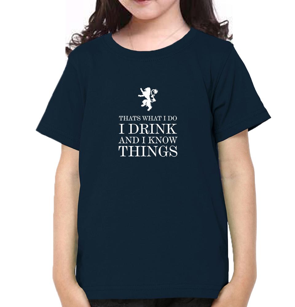 GOT Game of Thrones I Drink  And Know Things Half Sleeves T-Shirt For Girls -FunkyTeesClub