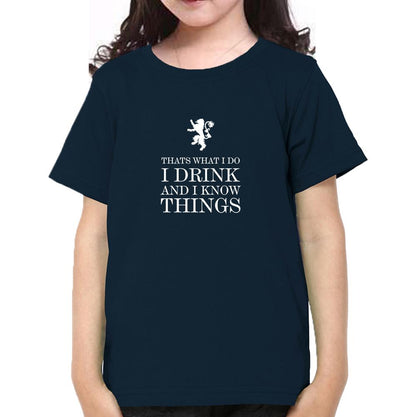GOT Game of Thrones I Drink  And Know Things Half Sleeves T-Shirt For Girls -FunkyTeesClub