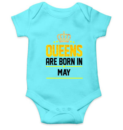 Queens Are Born In May Rompers for Baby Girl- FunkyTeesClub
