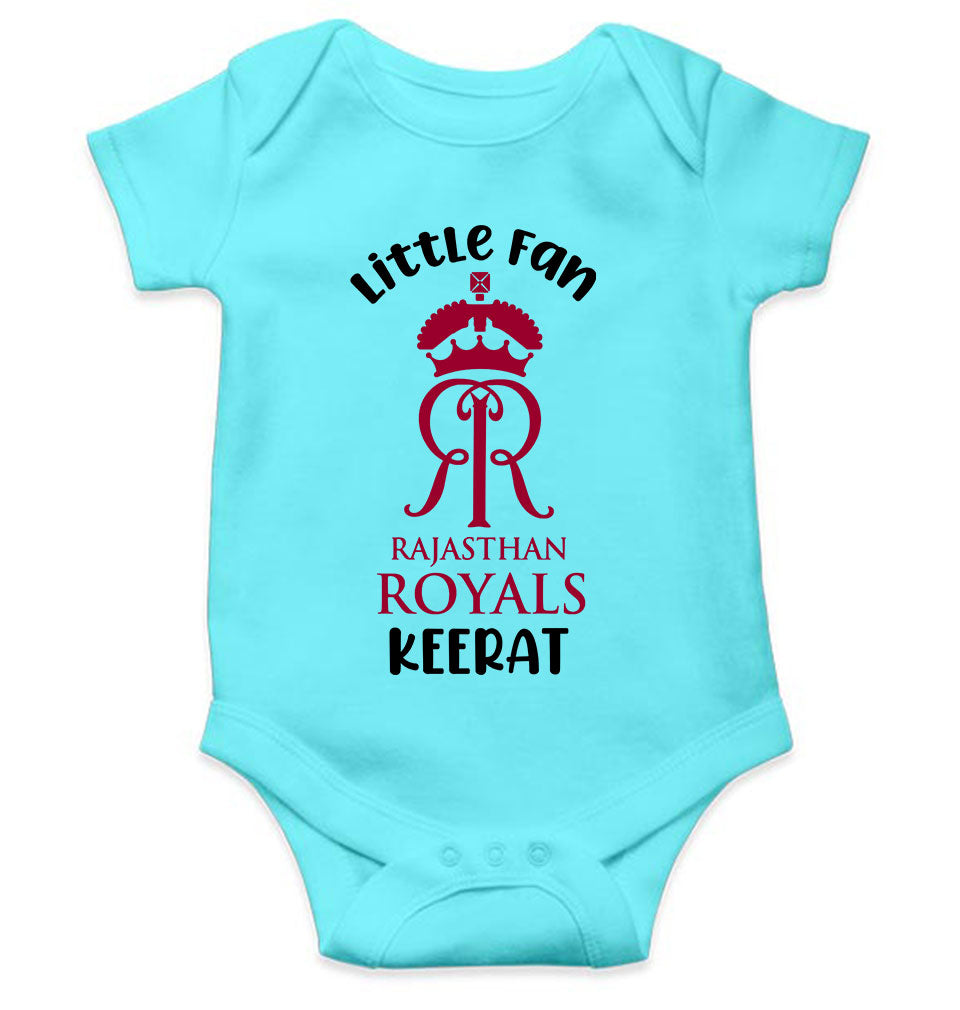 Custom Name IPL RR Rajasthan Royals Little Fan Rompers for Baby Girl- FunkyTeesClub